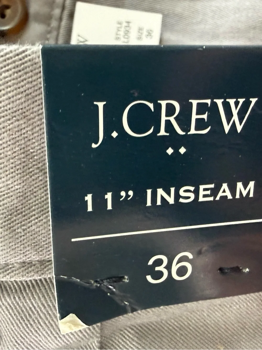 J.Crew Mens Gray Cotton Flex Rivington Flat Front Chino Shorts 36 NEW 3126